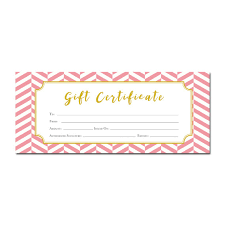 Pink And Gold Chevron Gift Certificate Download Premade Gift