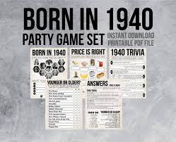 Read on for some hilarious trivia questions that will make your brain and your funny bone work overtime. Born In 1940 80th Birthday Party Games 1940 Trivia Games Etsy 75th Birthday Parties 40th Birthday Party Games Anniversary Party Games