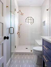 The style of this room is clean with crisp lines of modern influence. 24 Floor Tile Pattern Ideas Small Bathroom Bathroom Design Bathroom Remodel Designs