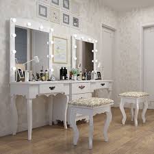 white make up vanity table wood jewelry