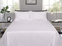 White Satin Strip Double Bedsheet