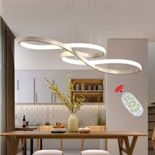 Modern Pendant Lighting White Led Pendant Light For Contemporary Living Dining Room Kitchen Island Dimmable Chandelier Dimming Ceiling Lamp Minimalist Wave Hanging Light Fixture With Remote White Amazon Com