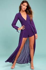 Dresses are made for twirling! Purple Romper Maxi Romper Long Sleeve Romper 59 00 Lulus