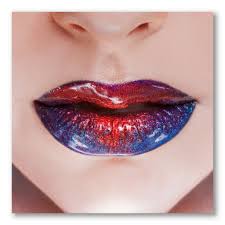 blue lipstick modern canvas wall art