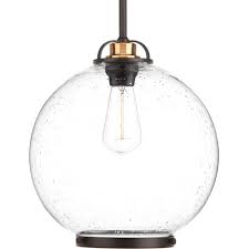 Progress Lighting Chronicle Collection 1 Light Antique Bronze Pendant With Clear Seeded Glass P5311 20 The Home Depot