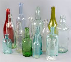 Group Of Vintage Colored Glass Bottles