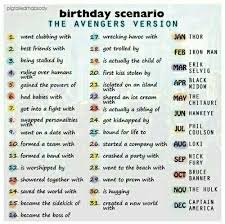 Avengers Birthday Chart Birthday Scenario Game Avengers