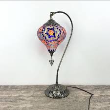 table lamp with droplet purple glass shade