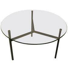 metal base coffee table round glass
