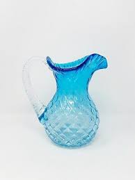 Chalet Canada Blue Glass Pitcher Vase