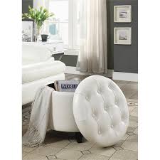 Convenience Concepts Designs4comfort Round Ottoman White