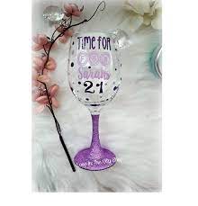 21st Birthday Wine Glass Custom 21st