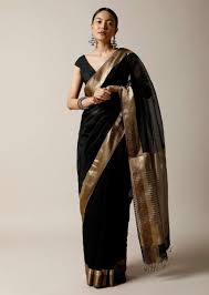 black saree in pure handloom silk