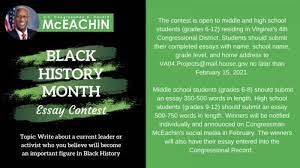 Congressman Mceachin Announces Black History Month Essay Contest Chpn gambar png