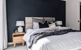 Master Bedroom Feature Navy Blue Wall