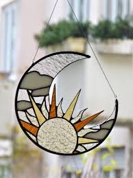 Stained Glass Sun Moon Suncatcher