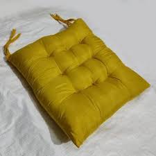 Silk Plain Yellow Chair Seat Cushion