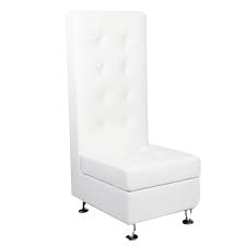 white leather tufted armless chair