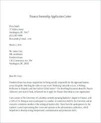 Internship Application Cover Letter Sample Cover Letter Finance