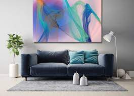 Teal Pink Contemporary Wall Art Office