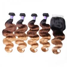 Unice Hair Kysiss Series 100 Virgin Human Hair T1b 4 27 Ombre 4 Bundles Body Wave With Closure