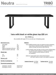 Table With Black Or White Glass Top 220 Cm