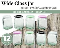 Buy 12 X Large Glass Jars Plastic Lid