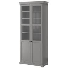 ikea bookcase with glass doors gray
