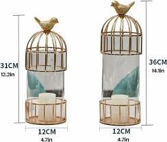 Bird Cage Iron And Glass Candle Holder