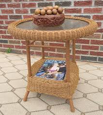 Resin Wicker End Table Round W Inset