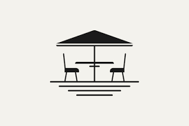 Terrace Cafe Line Art Logo Icon Design