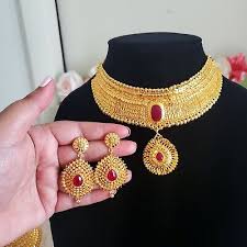 22k dubai gold plated necklace earring