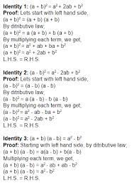 Algebraic Identities For Class 8