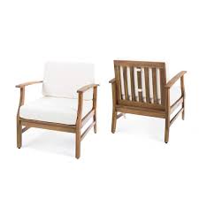 Teak Finish Wood Outdoor Lounge Chairs