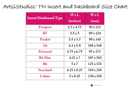 Tn Size Chart Travelers Notebook Size Chart Journal Notebook