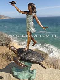 Girl On Turtle Statue A Treasured Day