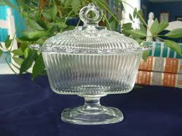 Clear Glass Pedestal Covered Candy Dish