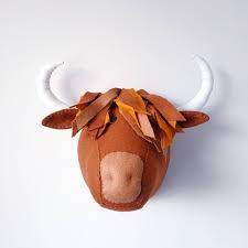 Highland Cow Faux Taxidermy Felt Wall