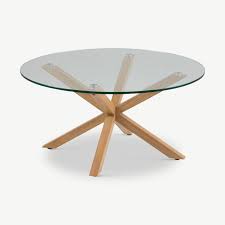 Talon Round Coffee Table Glass Oak