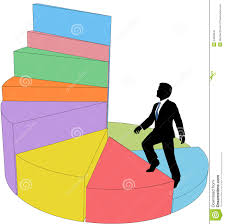 Business Person Climbs Stair Step Pie Chart Stock Vector