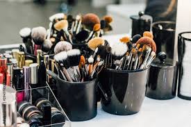 makeup artist and cosmetics stock photo