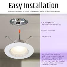 Considerations when installing recessed lighting fixtures, planning and installing recessed lighting. Bright Clean 5 6 In White Integrated Led Recessed Ceiling Light Retrofit Remodel Kit With Antibacterial Disinfection Mode 3000k 20231 000 The Home Depot