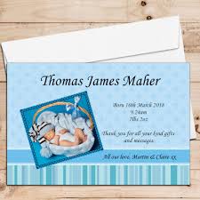 10 Personalised New Baby Boy Birth Announcement Thank You Photo Cards N16