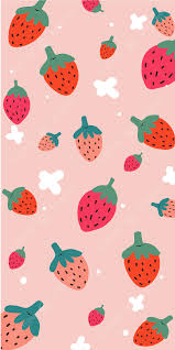 cute strawberry pattern phone wallpaper