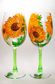 Sunflowers Wine Glasses Personalized