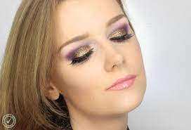 makeup purple and gold glitter