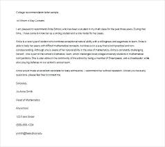 Sample College Recommendation Letter For Student Template Of Format