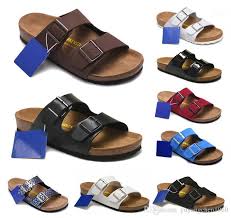 Birkenstock 2019 Arizona Hot New Summer Men Women Flats Sandals Cork Slippers Unisex Casual Shoes Print Mixed Colors Flip Flop Size 34 46