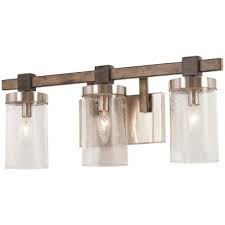 Minka Lavery Bridlewood 4 Light Stone Grey With Brushed Nickel Bath Light With Clear Seedy Glass 4634 106 The Home Depot