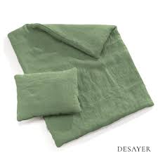Linen Baby Bedding Quilted Khaki Green
